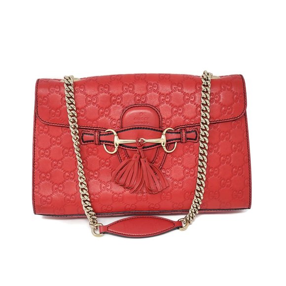 Gucci Handbags - Auth Gucci Medium Emily Red GuccissimaShoulder Bag
